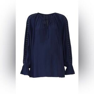 FOR 2 by Ramy Brook Navy Blue Trace Maternity Designer Top M